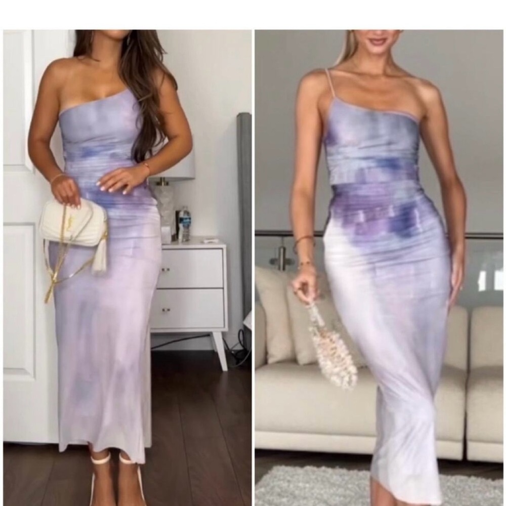 ZARA Purple Ombre Cloud Dye Mesh Ruched Tulle ASYMMETRICAL Blogger fav NWT XS